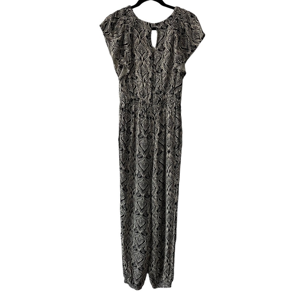 ❌SOLD❌ Anthropologie Zadie Black and cream Short sleeve Jumpsuit Size 4 - Picture 3 of 16